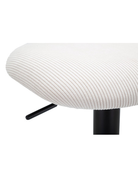 Tabouret de bar moderne avec dossier en Velours côtelé Blanc Métal Noir Alvise 