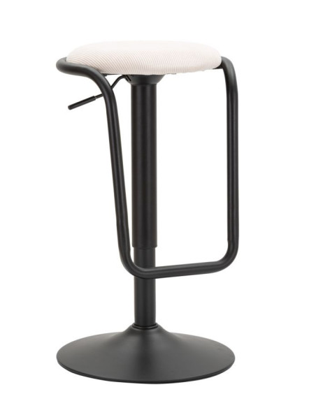 Tabouret de bar moderne Hauteur réglable en Velours côtelé Blanc Métal Noir Destiny 