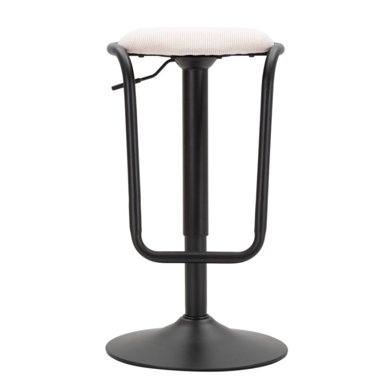 Tabouret de bar moderne Hauteur réglable en Velours côtelé Blanc Métal Noir Destiny 