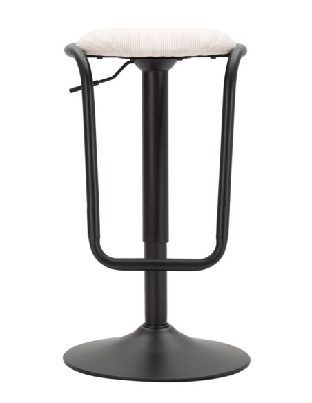 Tabouret de bar moderne Hauteur réglable en Velours côtelé Blanc Métal Noir Destiny 