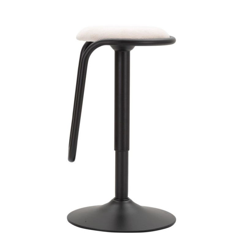 Tabouret de bar moderne Hauteur réglable en Velours côtelé Blanc Métal Noir Destiny 
