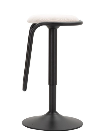 Tabouret de bar moderne Hauteur réglable en Velours côtelé Blanc Métal Noir Destiny 