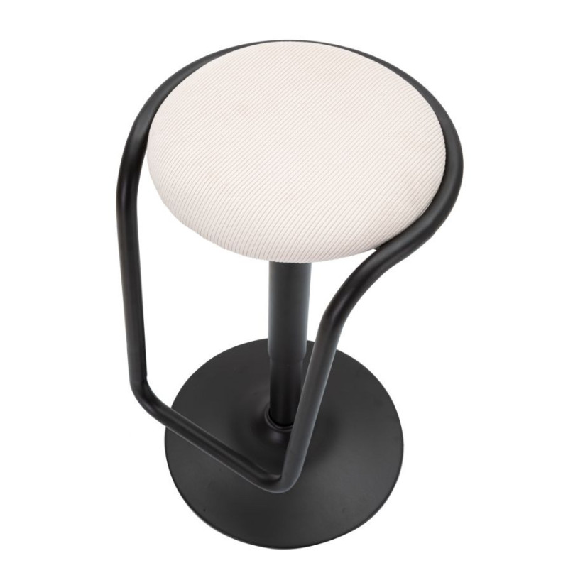 Tabouret de bar moderne Hauteur réglable en Velours côtelé Blanc Métal Noir Destiny 