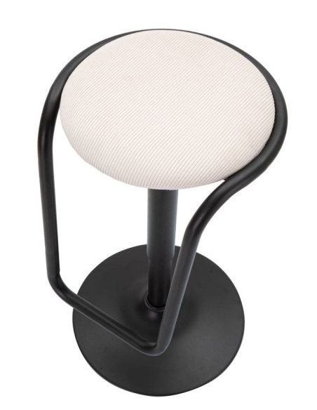 Tabouret de bar moderne Hauteur réglable en Velours côtelé Blanc Métal Noir Destiny 