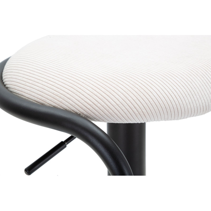 Tabouret de bar moderne Hauteur réglable en Velours côtelé Blanc Métal Noir Destiny 