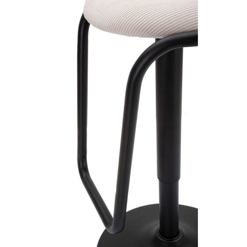 Tabouret de bar moderne Hauteur réglable en Velours côtelé Blanc Métal Noir Destiny 