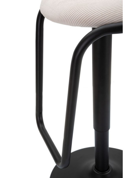 Tabouret de bar moderne Hauteur réglable en Velours côtelé Blanc Métal Noir Destiny 