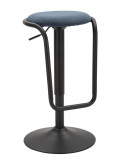 Tabouret de bar moderne Hauteur réglable en Velours côtelé Bleu marine Métal Noir Destiny