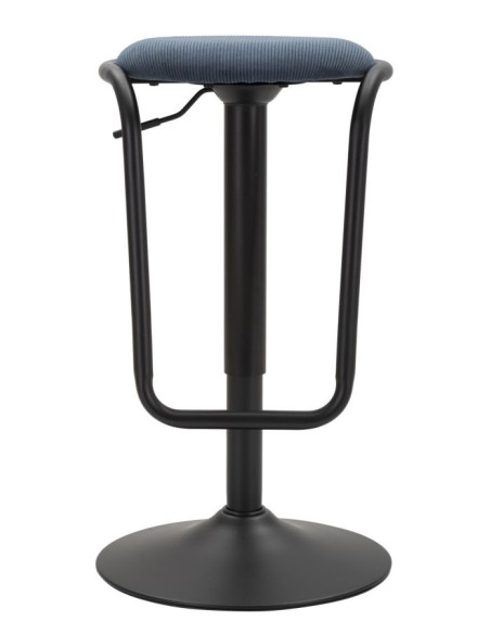Tabouret de bar moderne Hauteur réglable en Velours côtelé Bleu marine Métal Noir Destiny 