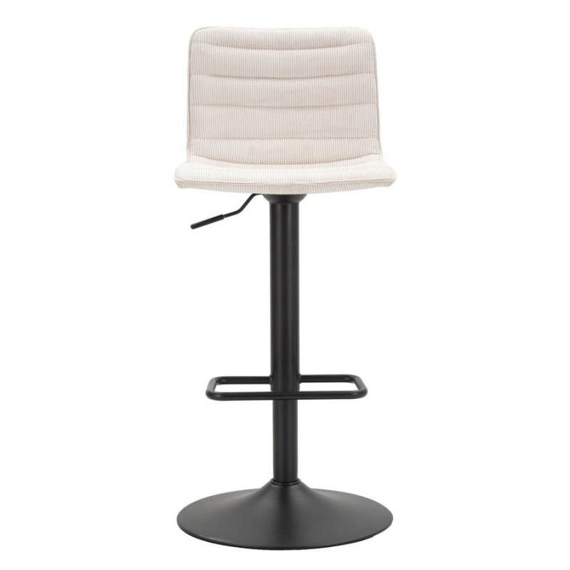 Tabouret de bar moderne avec dossier en Velours côtelé Blanc Métal Noir Orazio 