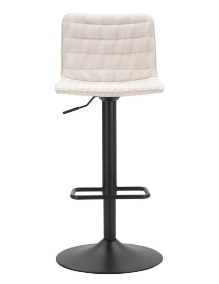 Tabouret de bar moderne avec dossier en Velours côtelé Blanc Métal Noir Orazio 