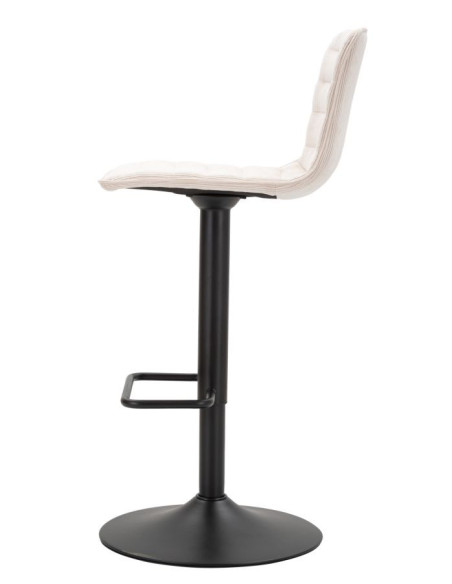 Tabouret de bar moderne avec dossier en Velours côtelé Blanc Métal Noir Orazio 