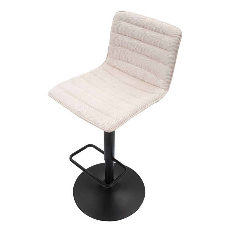 Tabouret de bar moderne avec dossier en Velours côtelé Blanc Métal Noir Orazio 