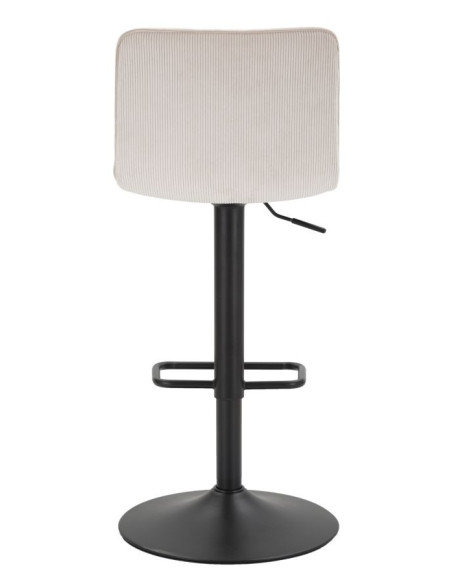 Tabouret de bar moderne avec dossier en Velours côtelé Blanc Métal Noir Orazio 