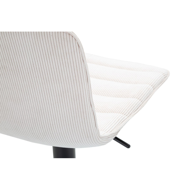 Tabouret de bar moderne avec dossier en Velours côtelé Blanc Métal Noir Orazio 