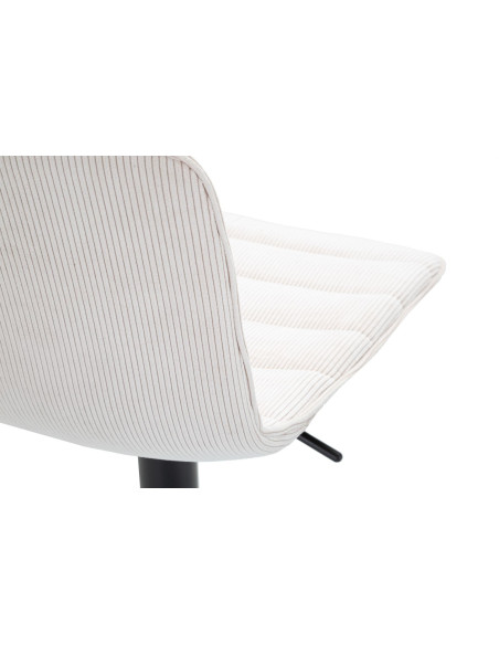 Tabouret de bar moderne avec dossier en Velours côtelé Blanc Métal Noir Orazio 