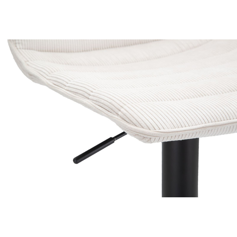 Tabouret de bar moderne avec dossier en Velours côtelé Blanc Métal Noir Orazio 