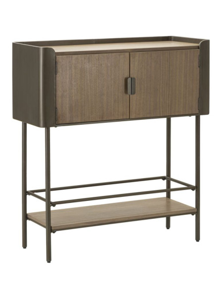 Buffet industriel Haut 2 portes 1 étagère en Bois de sapin Naturel Métal Noir Toronto 