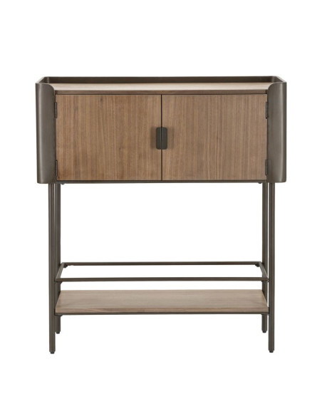 Buffet industriel Haut 2 portes 1 étagère en Bois de sapin Naturel Métal Noir Toronto 