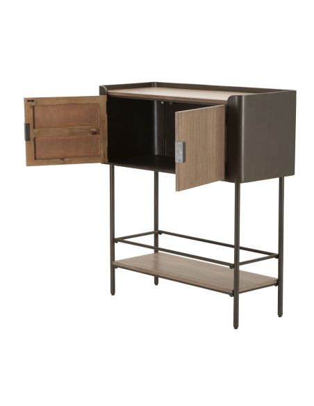 Buffet industriel Haut 2 portes 1 étagère en Bois de sapin Naturel Métal Noir Toronto 