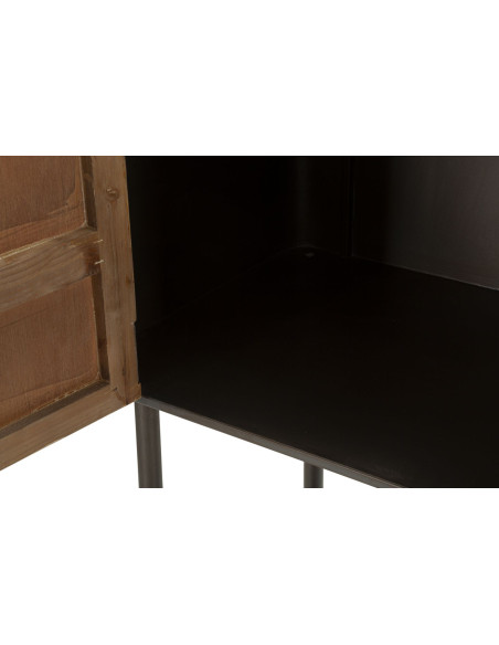 Buffet industriel Haut 2 portes 1 étagère en Bois de sapin Naturel Métal Noir Toronto 