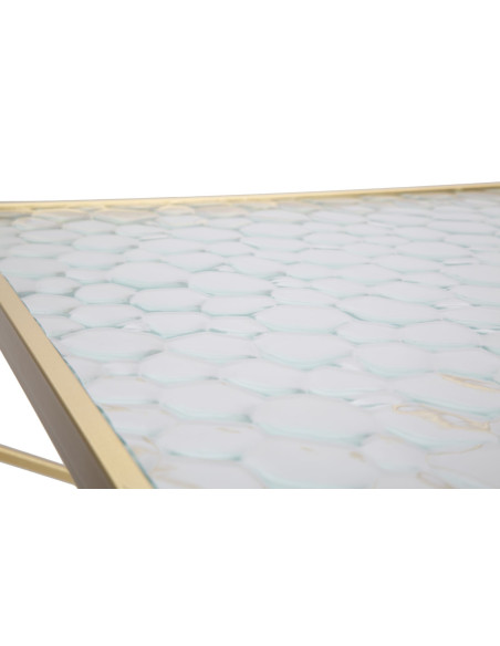 Sellette haute moderne Carrée en Métal Doré Miroir Glassy (Lot de 2) 