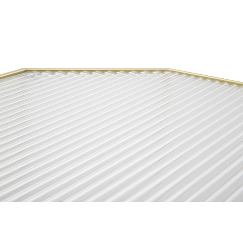 Sellette haute moderne Octogonale en Métal Doré Miroir New Glass (Lot de 2) 