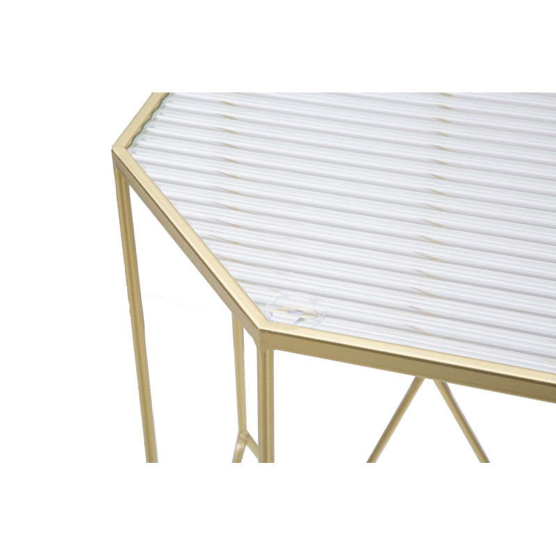 Sellette haute moderne Octogonale en Métal Doré Miroir New Glass (Lot de 2) 