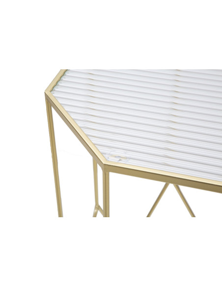 Sellette haute moderne Octogonale en Métal Doré Miroir New Glass (Lot de 2) 