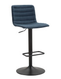 Tabouret de bar moderne avec dossier en Velours côtelé Bleu marine Métal Noir Orazio