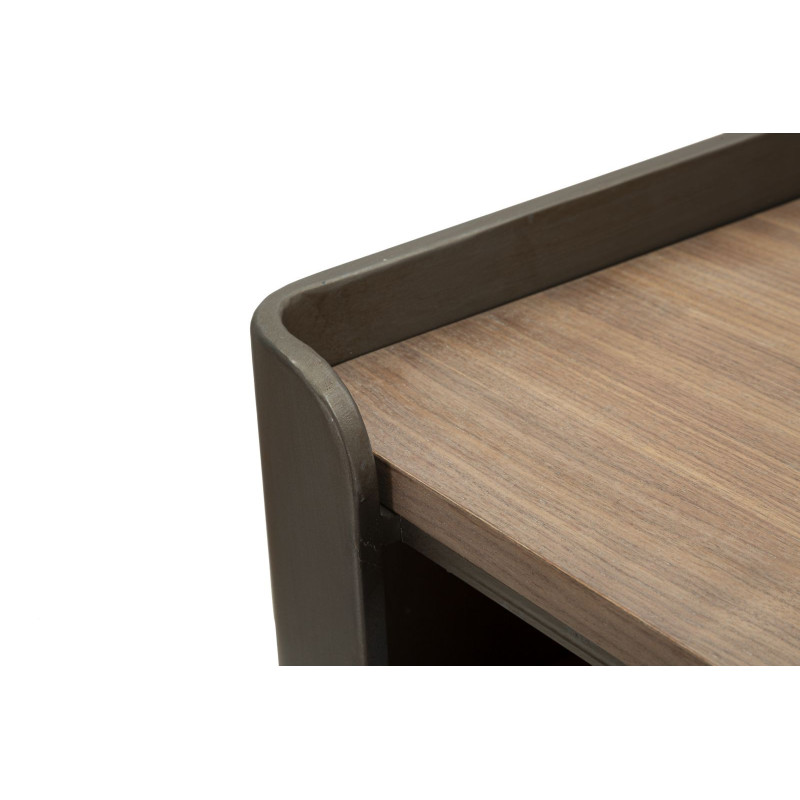 Meuble tv industriel 2 portes 2 niches en Bois de sapin Naturel Métal Noir Toronto 