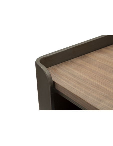 Meuble tv industriel 2 portes 2 niches en Bois de sapin Naturel Métal Noir Toronto 