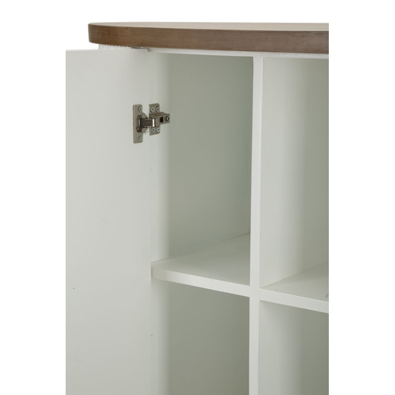 Buffet moderne Bas 2 portes 2 étagères en Bois de frêne Marron Blanc Métal Doré Tolosa 
