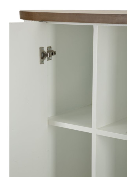 Buffet moderne Bas 2 portes 2 étagères en Bois de frêne Marron Blanc Métal Doré Tolosa 