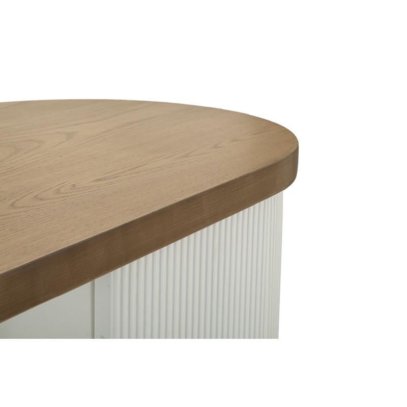 Buffet moderne Bas 2 portes 2 étagères en Bois de frêne Marron Blanc Métal Doré Tolosa 