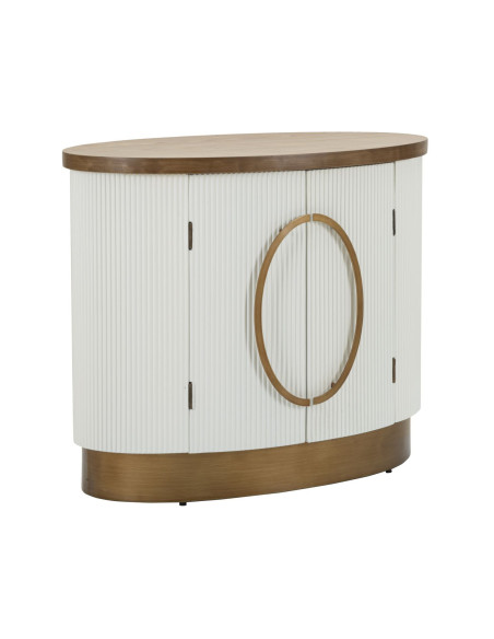 Buffet moderne Bas 2 portes en Bois de frêne Marron Blanc Métal Doré Tolosa 