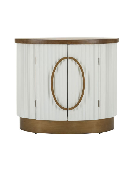 Buffet moderne Bas 2 portes en Bois de frêne Marron Blanc Métal Doré Tolosa 