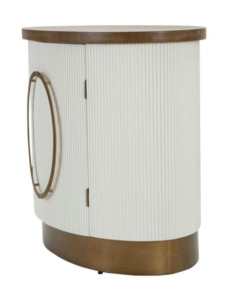 Buffet moderne Bas 2 portes en Bois de frêne Marron Blanc Métal Doré Tolosa 