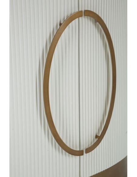 Buffet moderne Bas 2 portes en Bois de frêne Marron Blanc Métal Doré Tolosa 