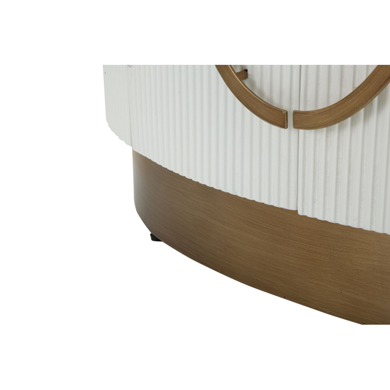 Buffet moderne Bas 2 portes en Bois de frêne Marron Blanc Métal Doré Tolosa 