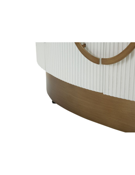 Buffet moderne Bas 2 portes en Bois de frêne Marron Blanc Métal Doré Tolosa 