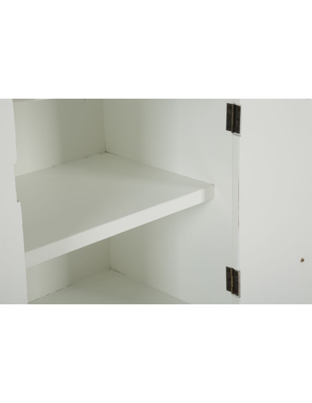 Buffet moderne Bas 2 portes en Bois de frêne Marron Blanc Métal Doré Tolosa 