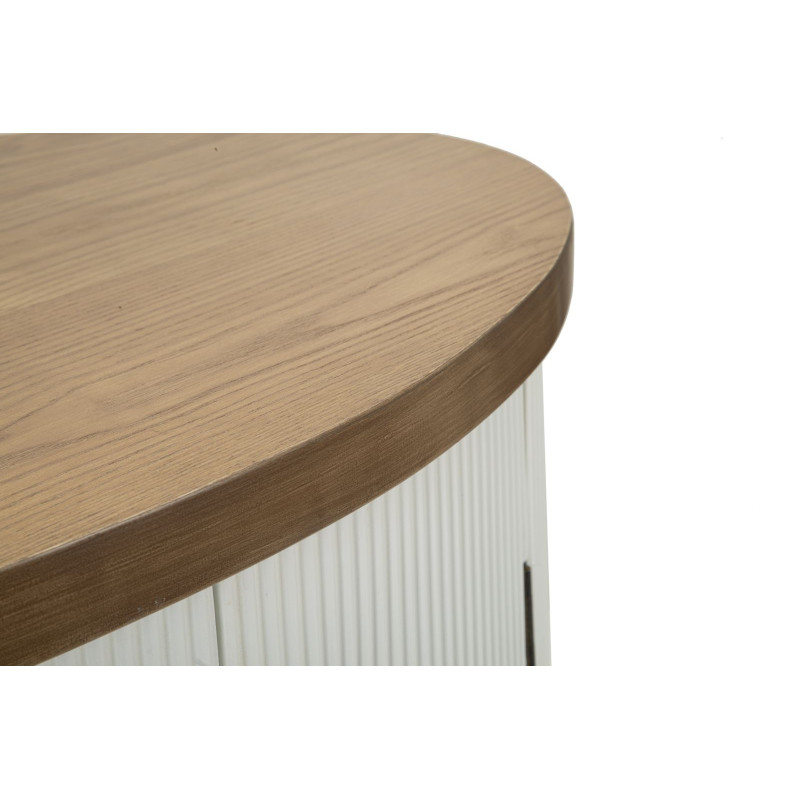 Buffet moderne Bas 2 portes en Bois de frêne Marron Blanc Métal Doré Tolosa 