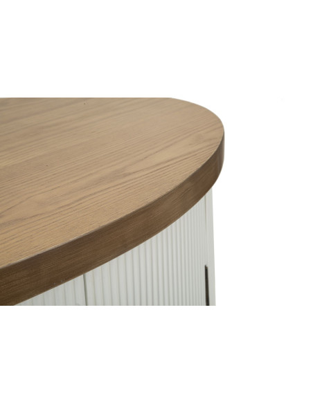 Buffet moderne Bas 2 portes en Bois de frêne Marron Blanc Métal Doré Tolosa 