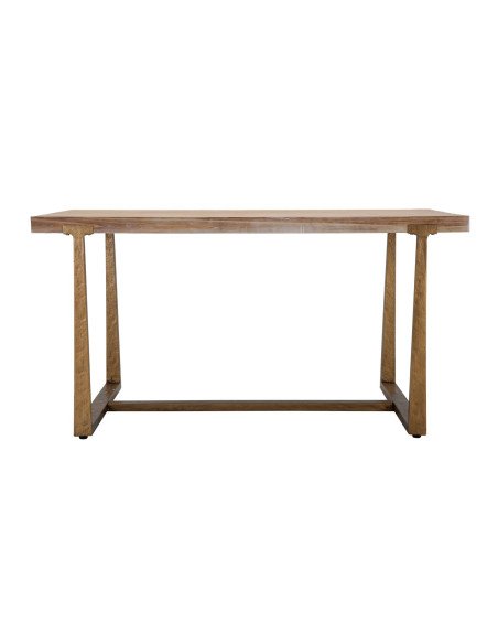 Table à manger moderne Rectangulaire 6 personnes en Bois Naturel Métal Doré Ankara 