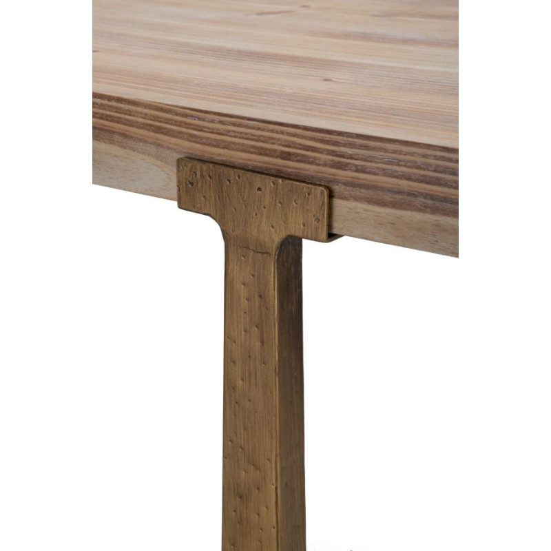 Table à manger moderne Rectangulaire 6 personnes en Bois Naturel Métal Doré Ankara 