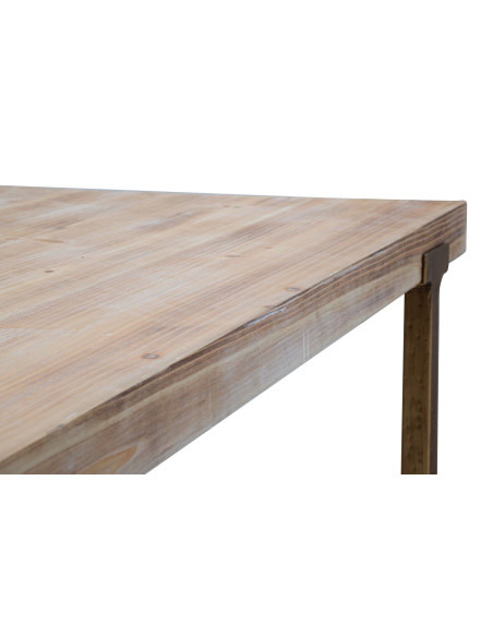 Table à manger moderne Rectangulaire 6 personnes en Bois Naturel Métal Doré Ankara 