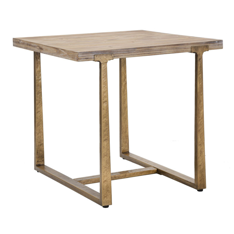 Table à manger moderne Carrée 2 personnes en Bois Naturel Métal Doré Ankara 