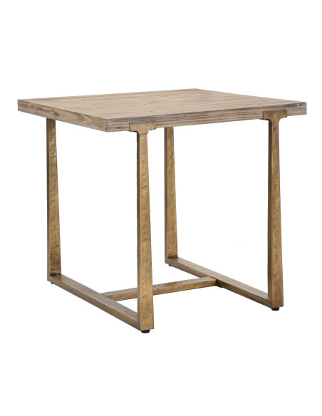 Table à manger moderne Carrée 2 personnes en Bois Naturel Métal Doré Ankara 