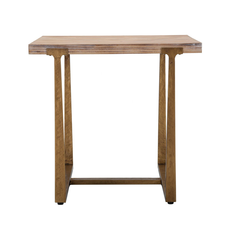 Table à manger moderne Carrée 2 personnes en Bois Naturel Métal Doré Ankara 